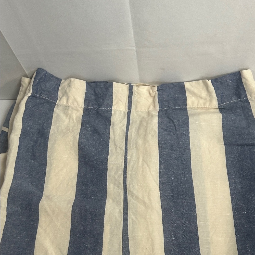 Striped Blue and Cream Wide-Leg Pants - Picture 11 of 14